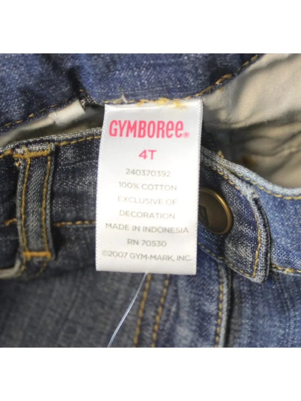2008 Gymboree Tennis Match sz 4T Capri Jeans Applique Turtle Flower Adjust Waist
